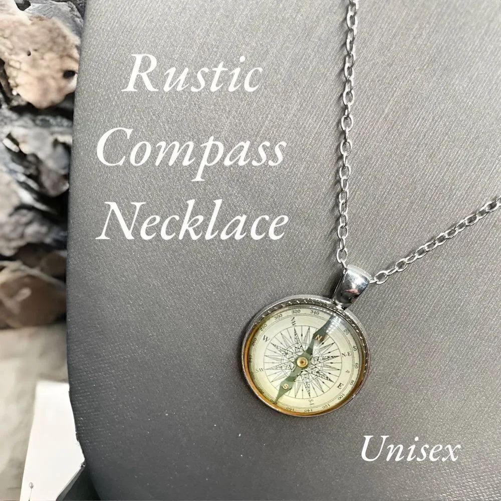 Unisex l Rustic Compass Decor l Necklace l New